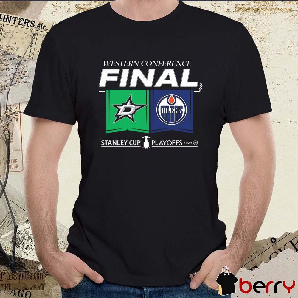 Dallas Stars vs. Edmonton Oilers 2025 Western Conference Finals Stanley Cup Playoffs 2025 Matchup Center Ice t-shirt