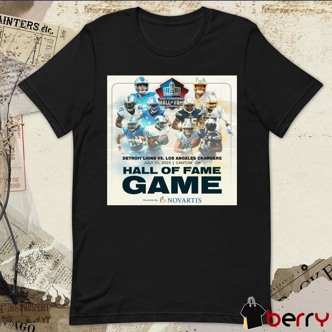 Detroit Lions and Los Angeles Chargers 7 31 2025 Canton OH Hall of Fame Game Poster t-shirt