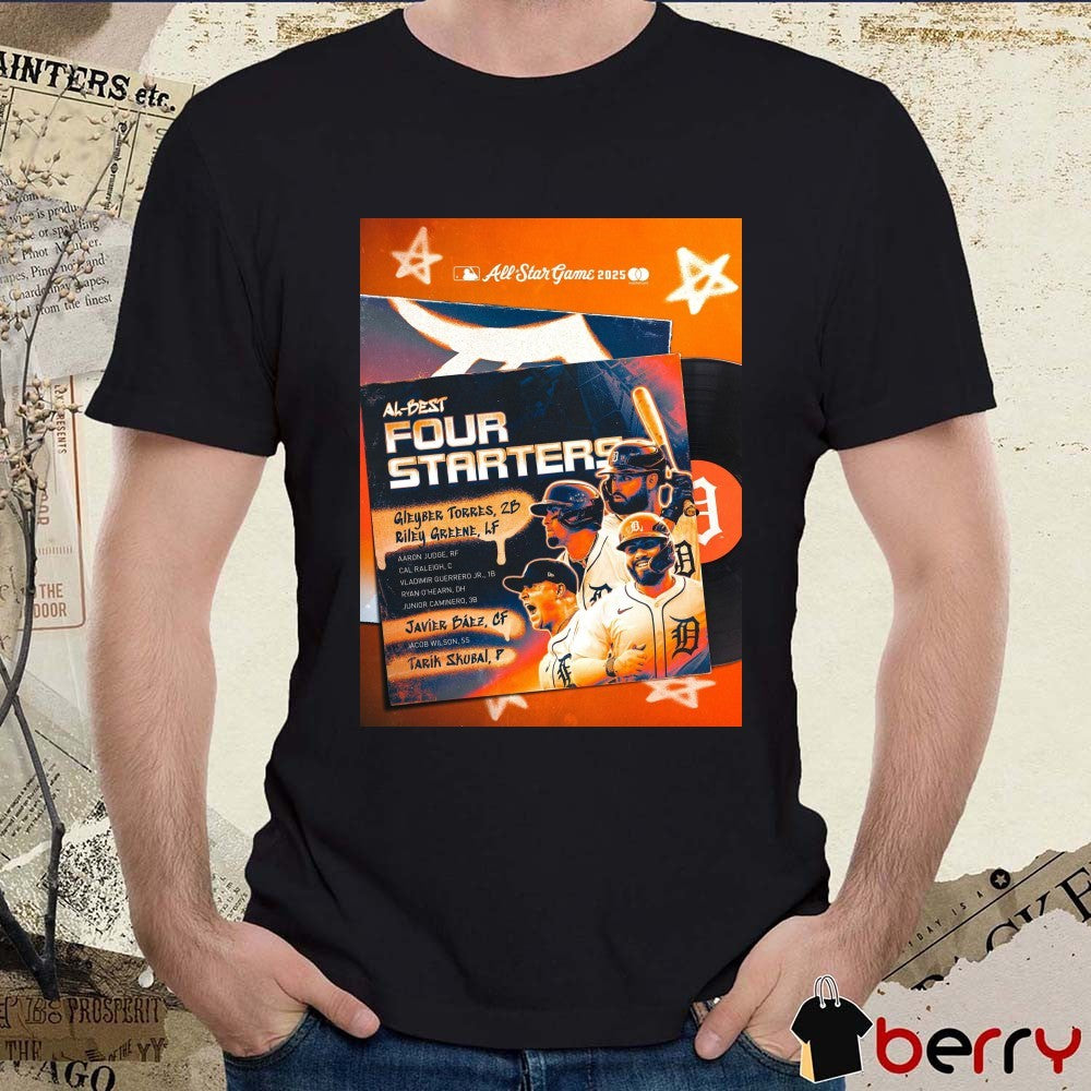 Detroit Tigers MLB All-Star Game 2025 Al-Best Four Starters Rorres Greene Baez Skubal Poster t-shirt