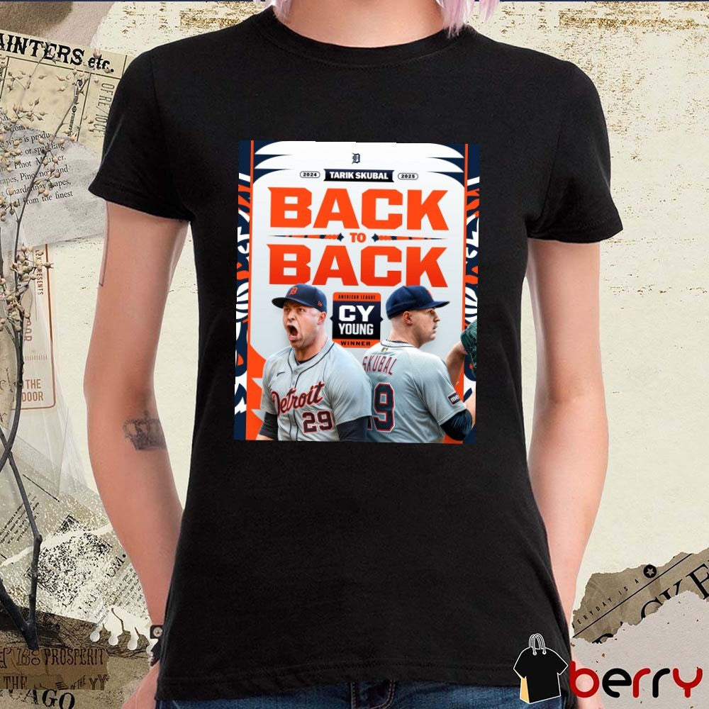 Detroit Tigers Tarik Skubal American League AL Cy Young Awards in 2024 and 2025 Poster t-shirt
