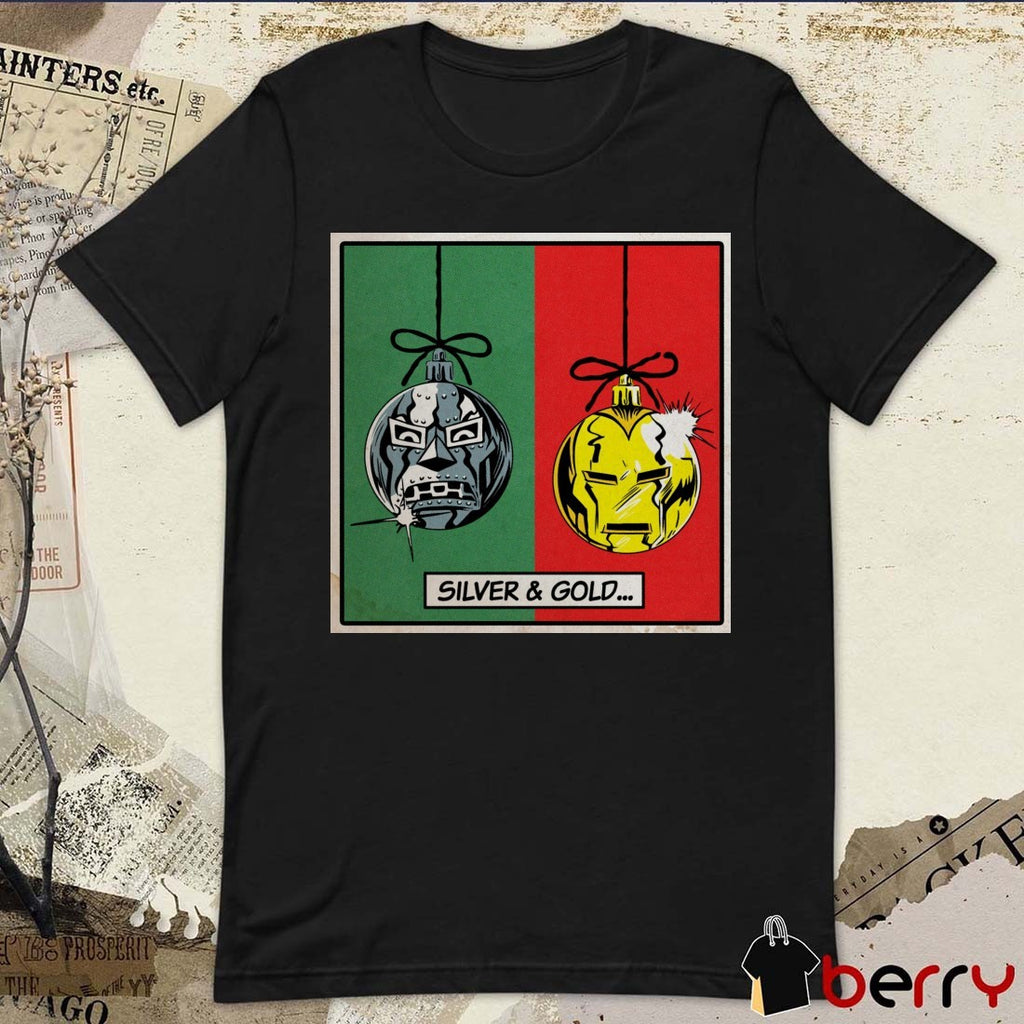 Doctor Doom and Iron Man Silver and Gold Christmas 2025 t-shirt