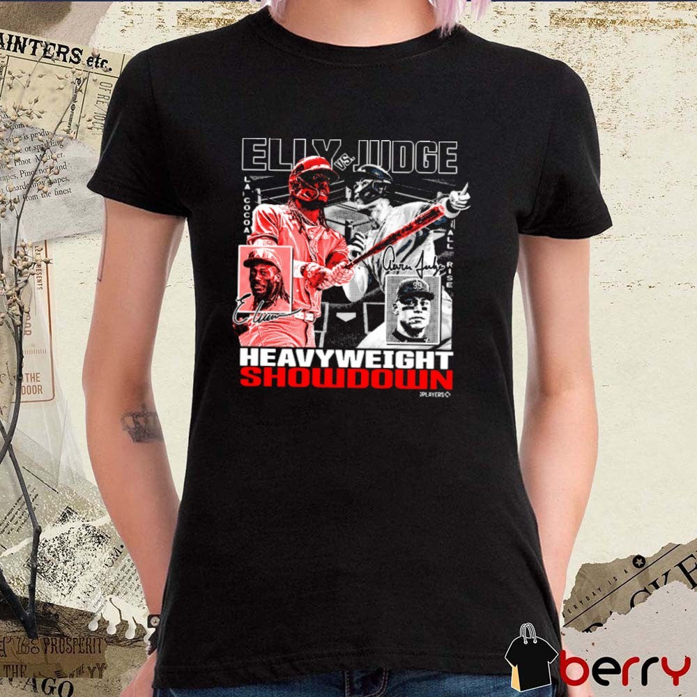 Elly De La Cruz Reds Vs Aaron Judge Yankees MLB Heavyweight Showdown Signatures Graphic t-shirt