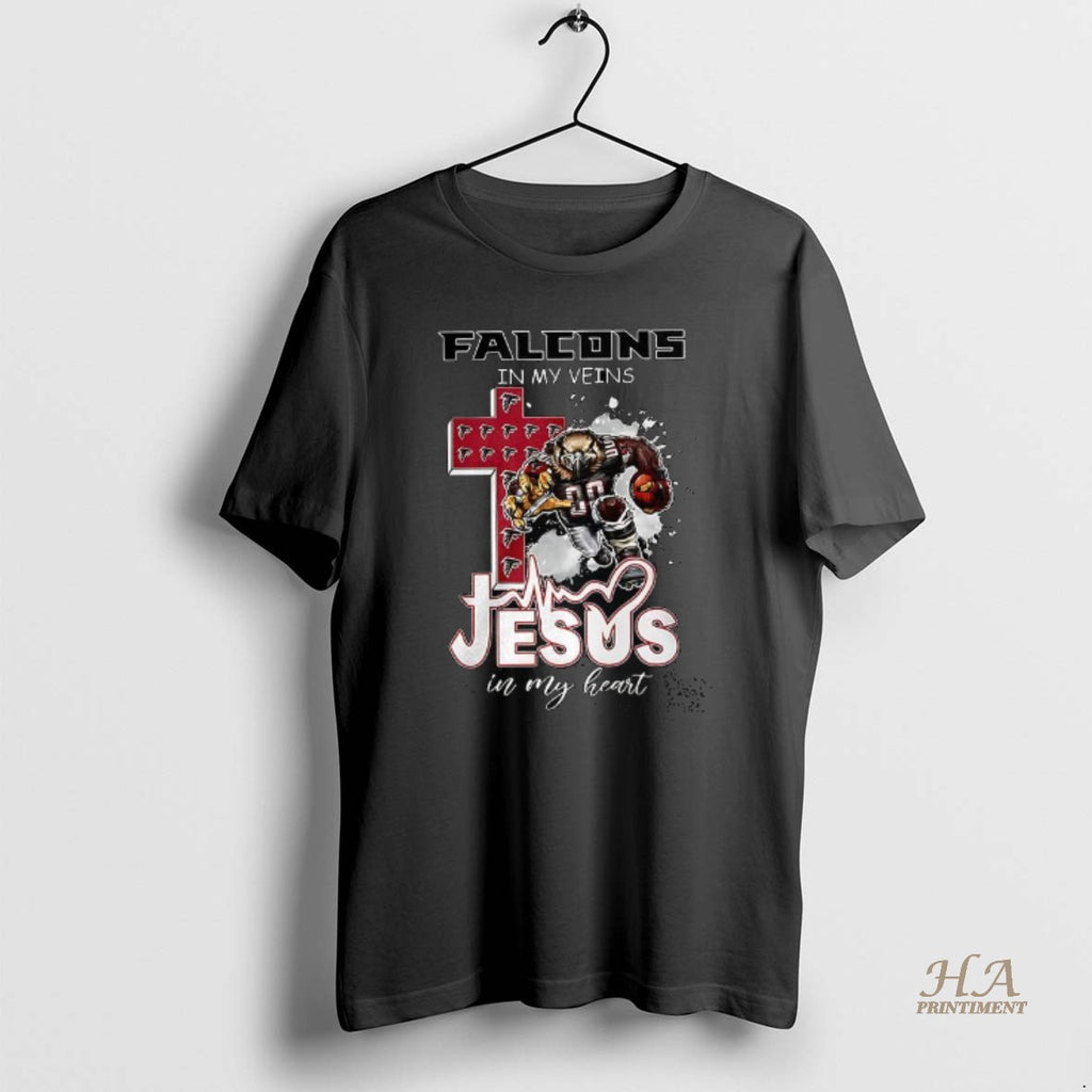 Official Falcons In My Veins Jesus In My Heart Mascot