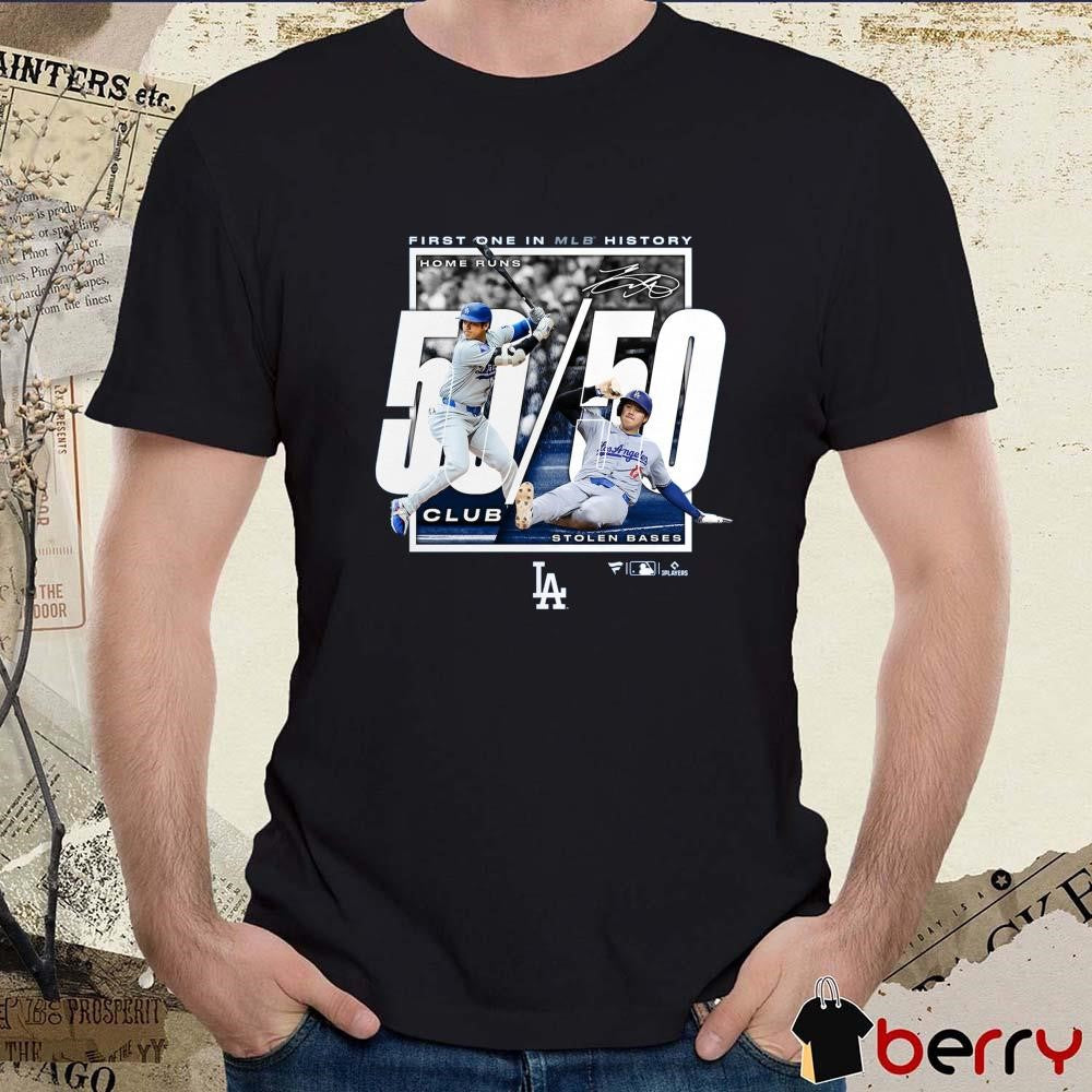 First One In MLB History Shohei Ohtani Los Angeles Dodgers 50 50 Club Signature t-shirt