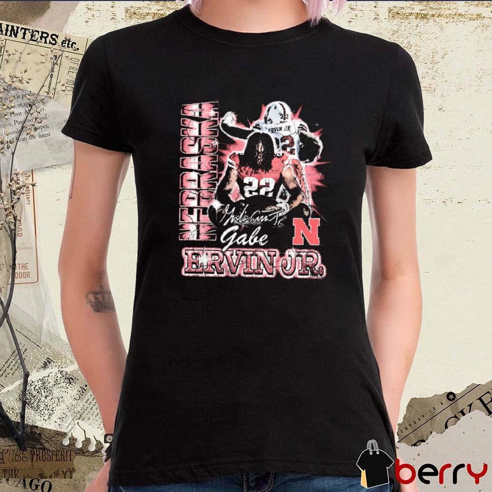 Gabe Ervin Jr Nebraska Cornhuskers football 90s Retro Signature Graphic t-shirt