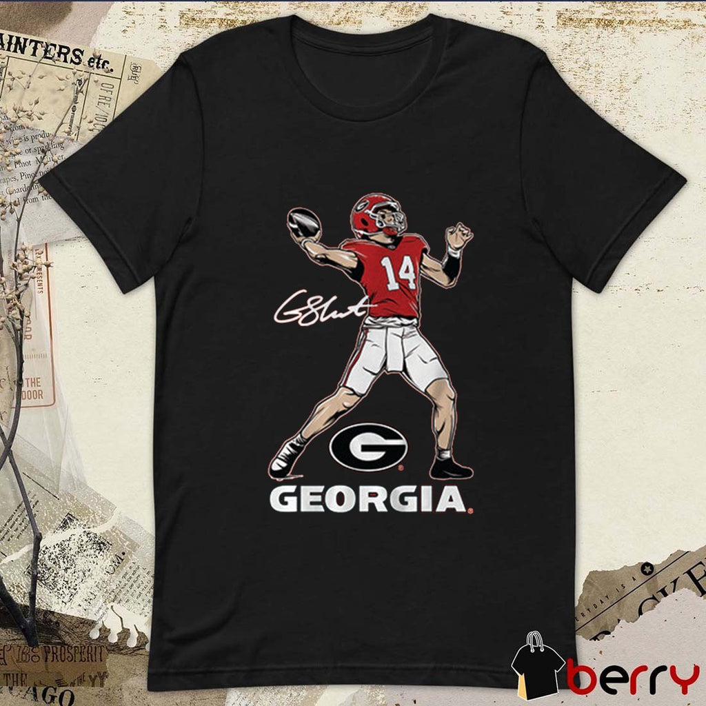 Georgia Bulldogs Football NCAA Gunner Stockton Superstar Pose Signature t-shirt