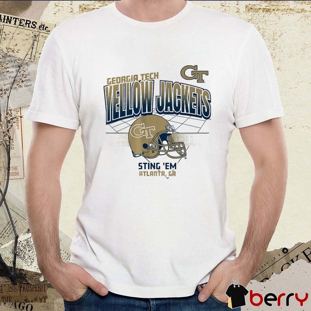 Georgia Tech Yellow Jackets Football Sting ‘Em Atlanta GA Helmet Grid t-shirt