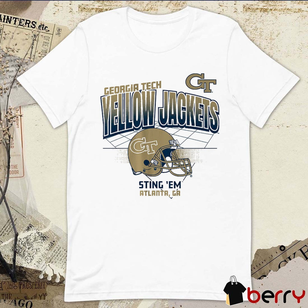Georgia Tech Yellow Jackets Football Sting ‘Em Atlanta GA Helmet Grid t-shirt