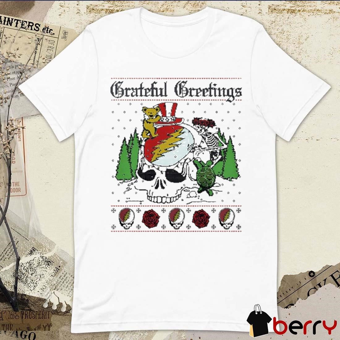 Grateful Dead Greeting Skelly Snowman Christmas 2024 t-shirt