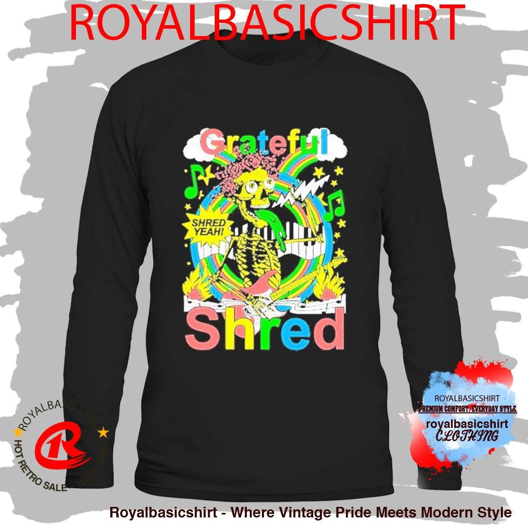 Grateful Shred Shred Yeah! Skeleton Guitar Rainbow Shirt