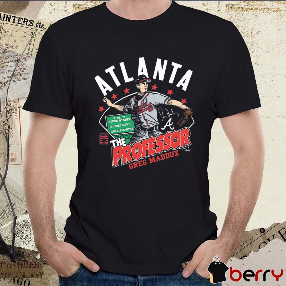 Greg Maddux Atlanta Braves The Professor 8X MLB All-Star Graphic Player Signature t-shirt
