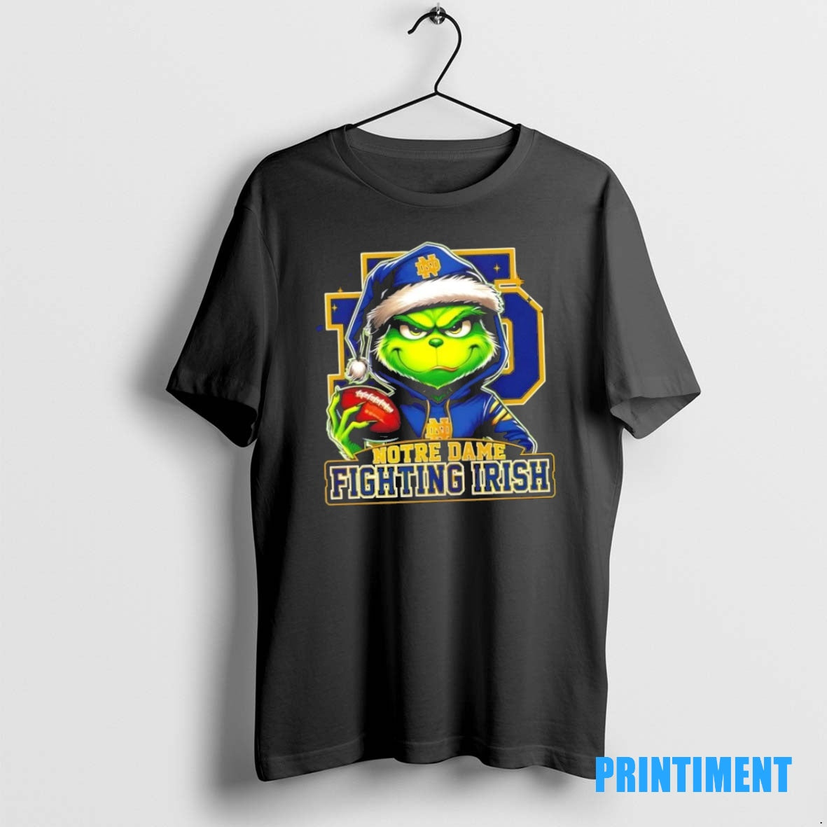 Official Grinch Is Holding A Ball And Smiling At Notre Dame Fighting Irish Fans Christmas