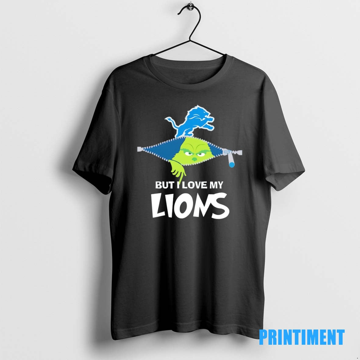 Official Grinch Zipper But I Love My Detroit Lions Christmas Tee Sweater