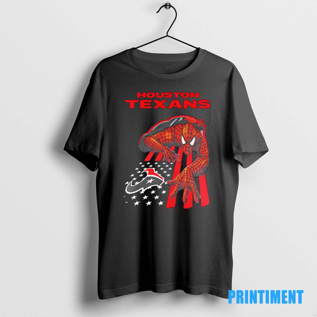 Official Houston Texans Spiderman America Flag Tee Sweater