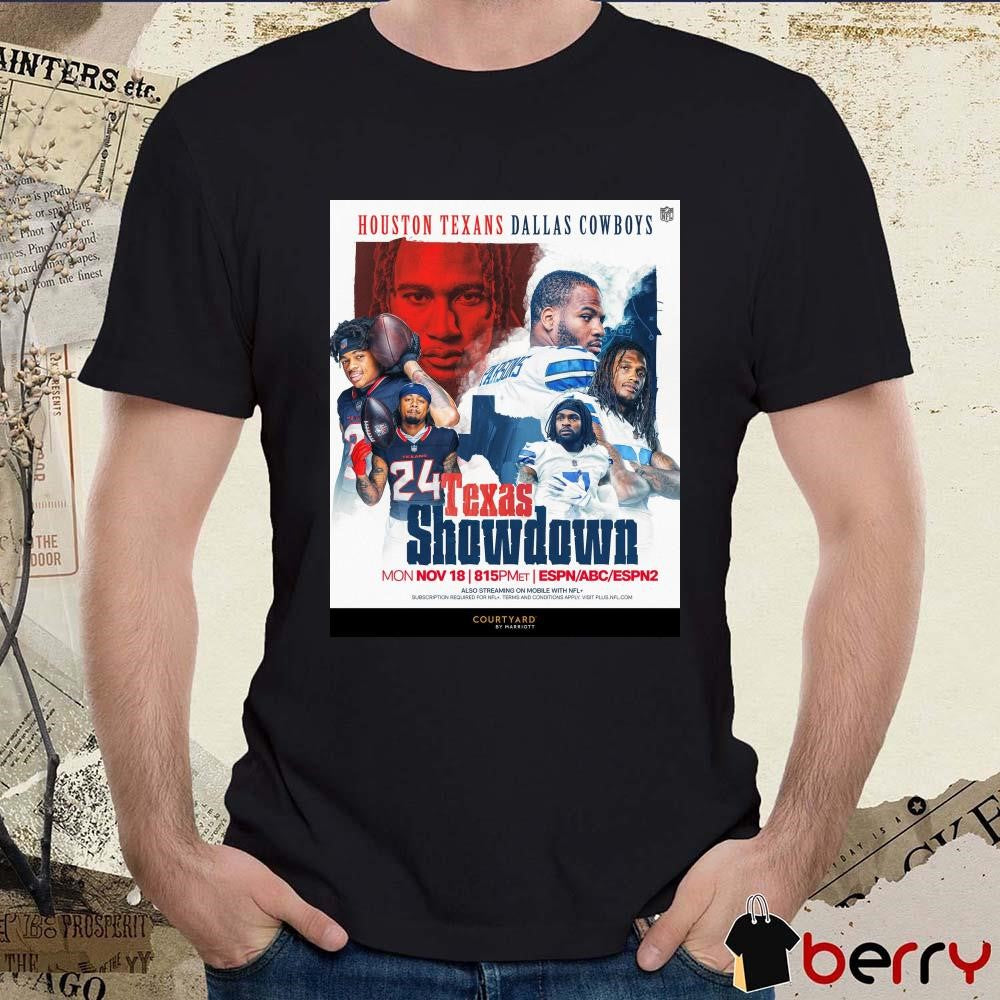 Houston Texans Vs Dallas Cowboys Texans Showdown on Monday Night Nov 18 Poster t-shirt