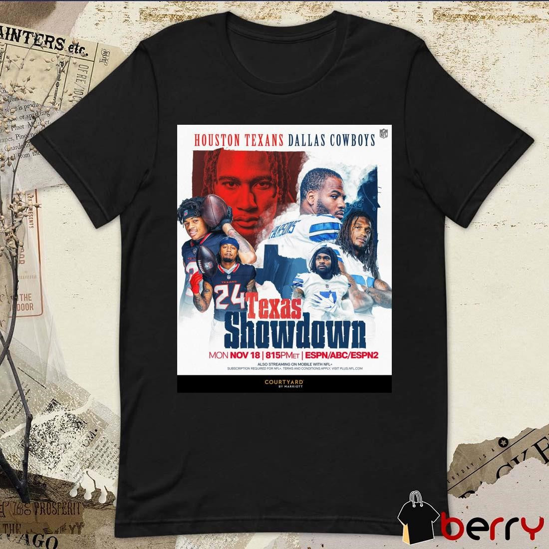 Houston Texans Vs Dallas Cowboys Texans Showdown on Monday Night Nov 18 Poster t-shirt