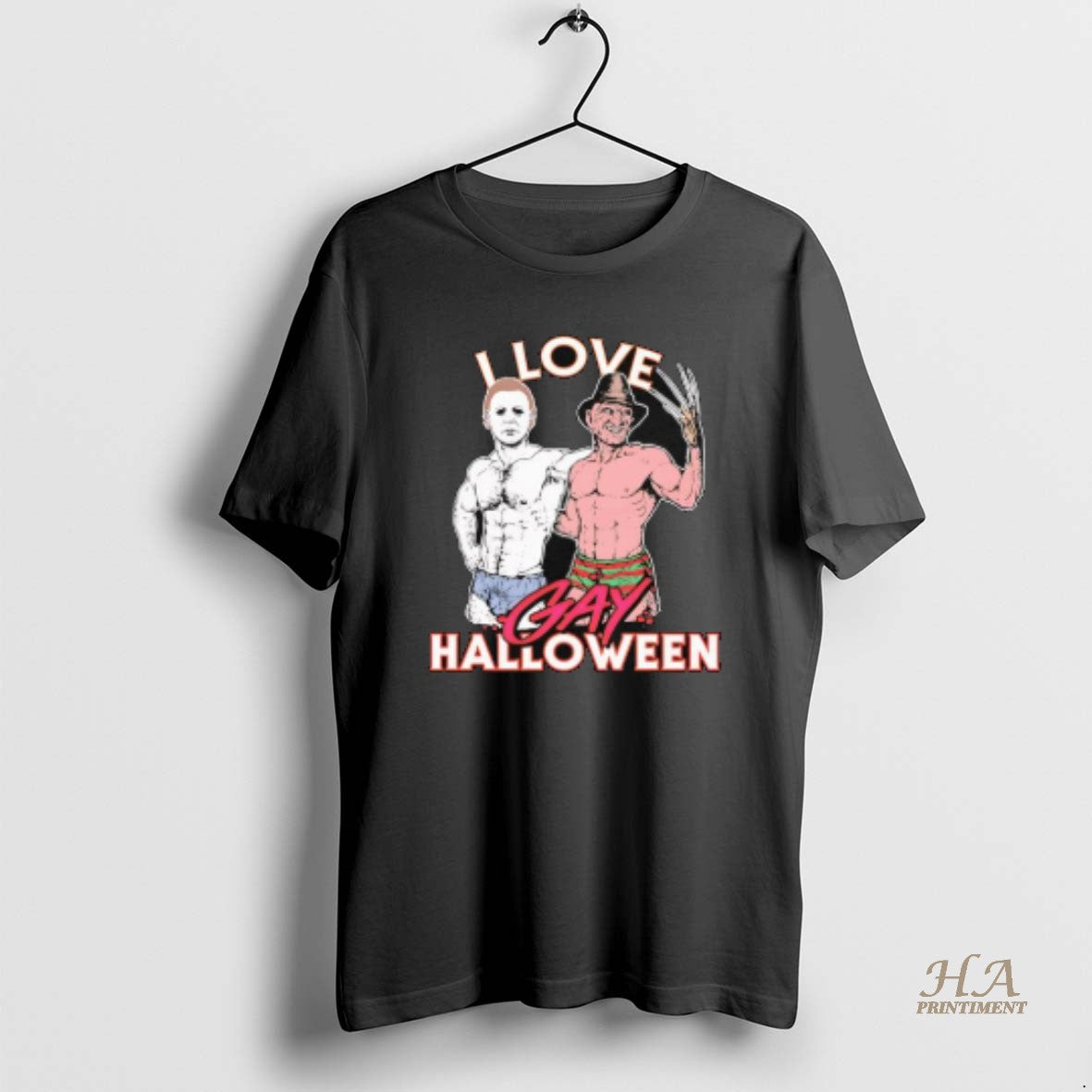 Official I Love Gay Halloween Michael Myers And Freddy Krueger
