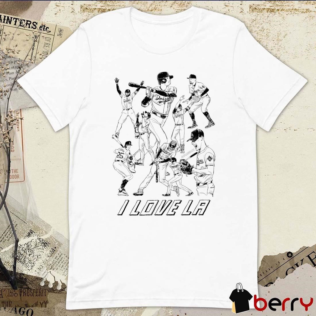I Love Los Angeles Dodgers Let’s Go Dodgers Hand Drawing t-shirt