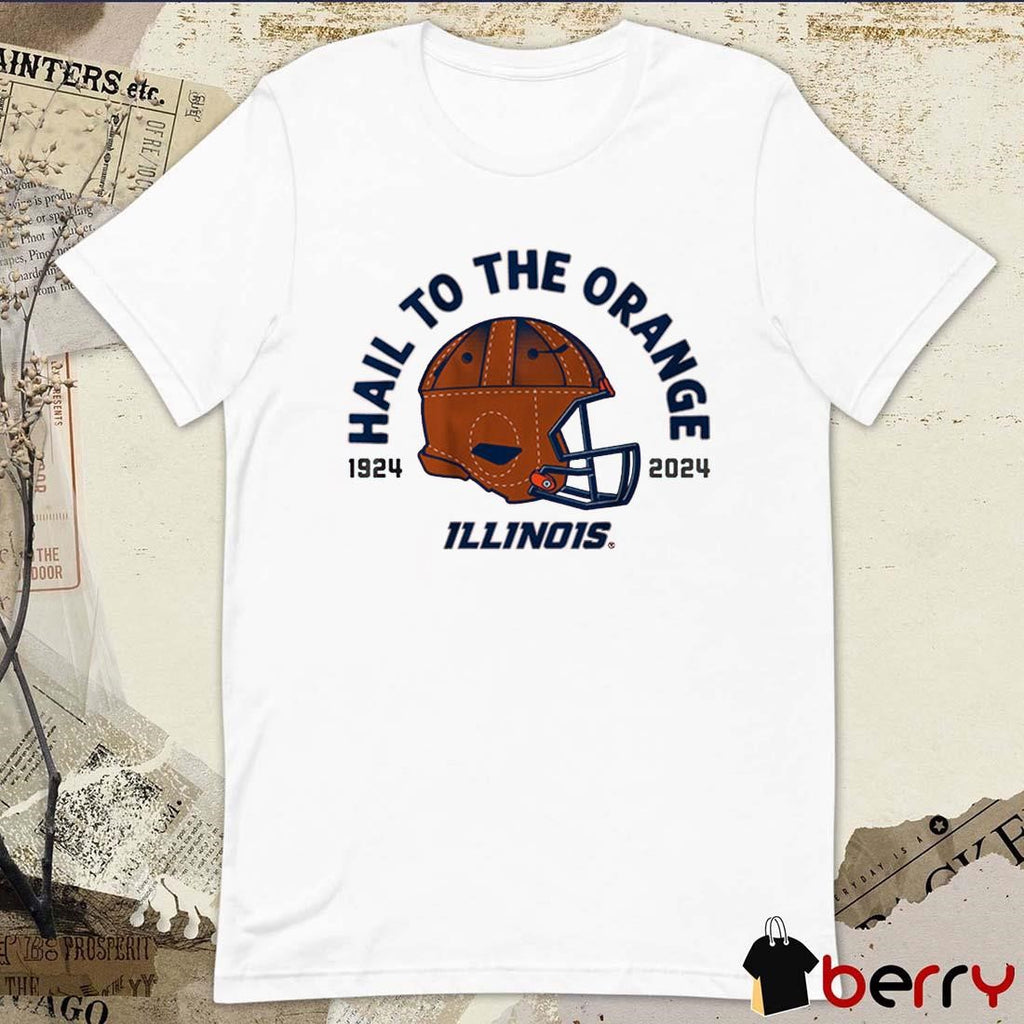 Illinois Fighting Illini Football The 100-Year Helmet Hail To The Orange 1924 – 2024 t-shirt