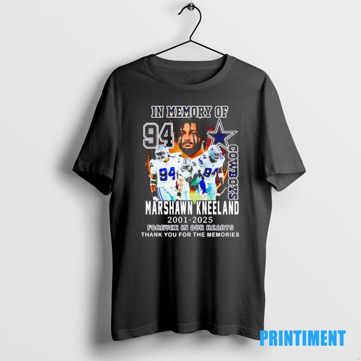 Official In Memory Of Cowboys Marshawn Kneeland 2021 2025 Forever In Our Hearts Black Tee