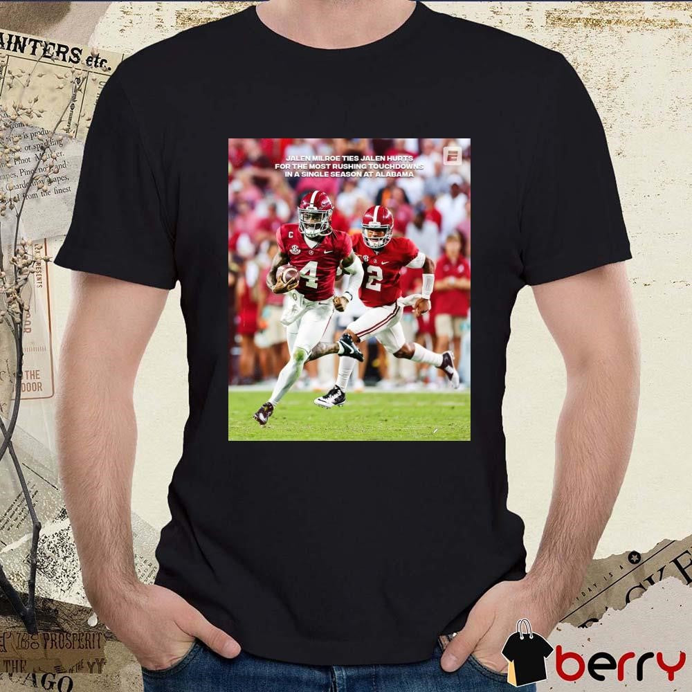 Jalen Milroe Ties Jalen Hurts For The Most Rushing Touchdowns In A Single Season At Alabama Poster t-shirt