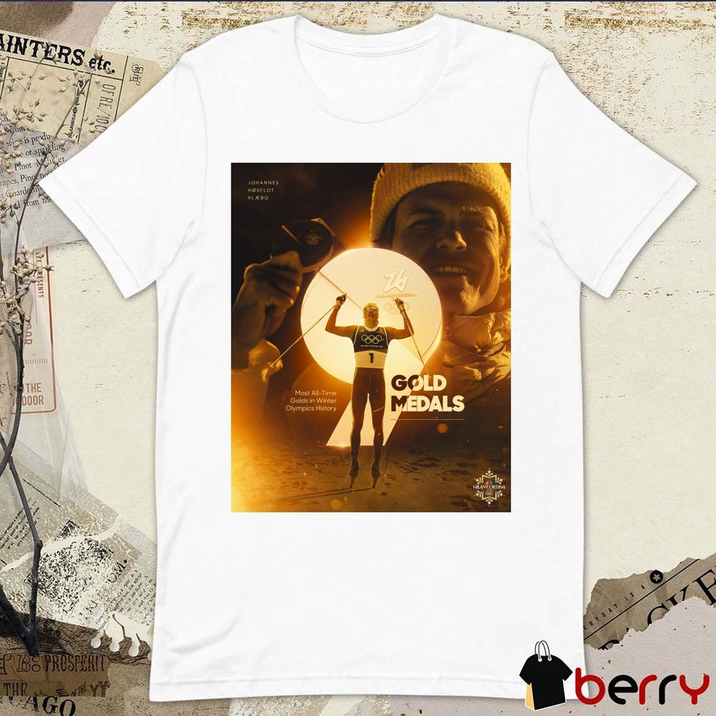 Johannes Hoesflot Klaebo Climbs To Winter Olympics History Gold Medals t-shirt
