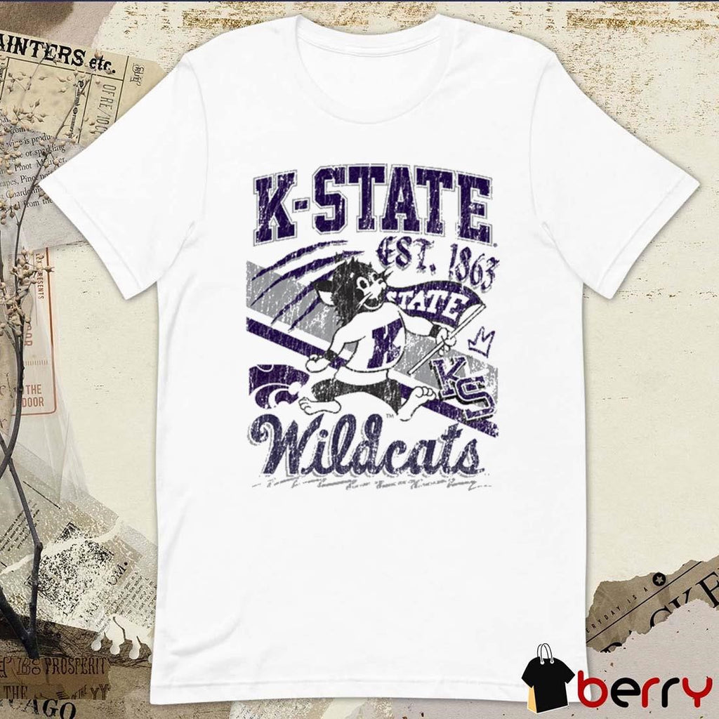 K State Wildcat Est 1863 Logo Vintage Dark House t-shirt