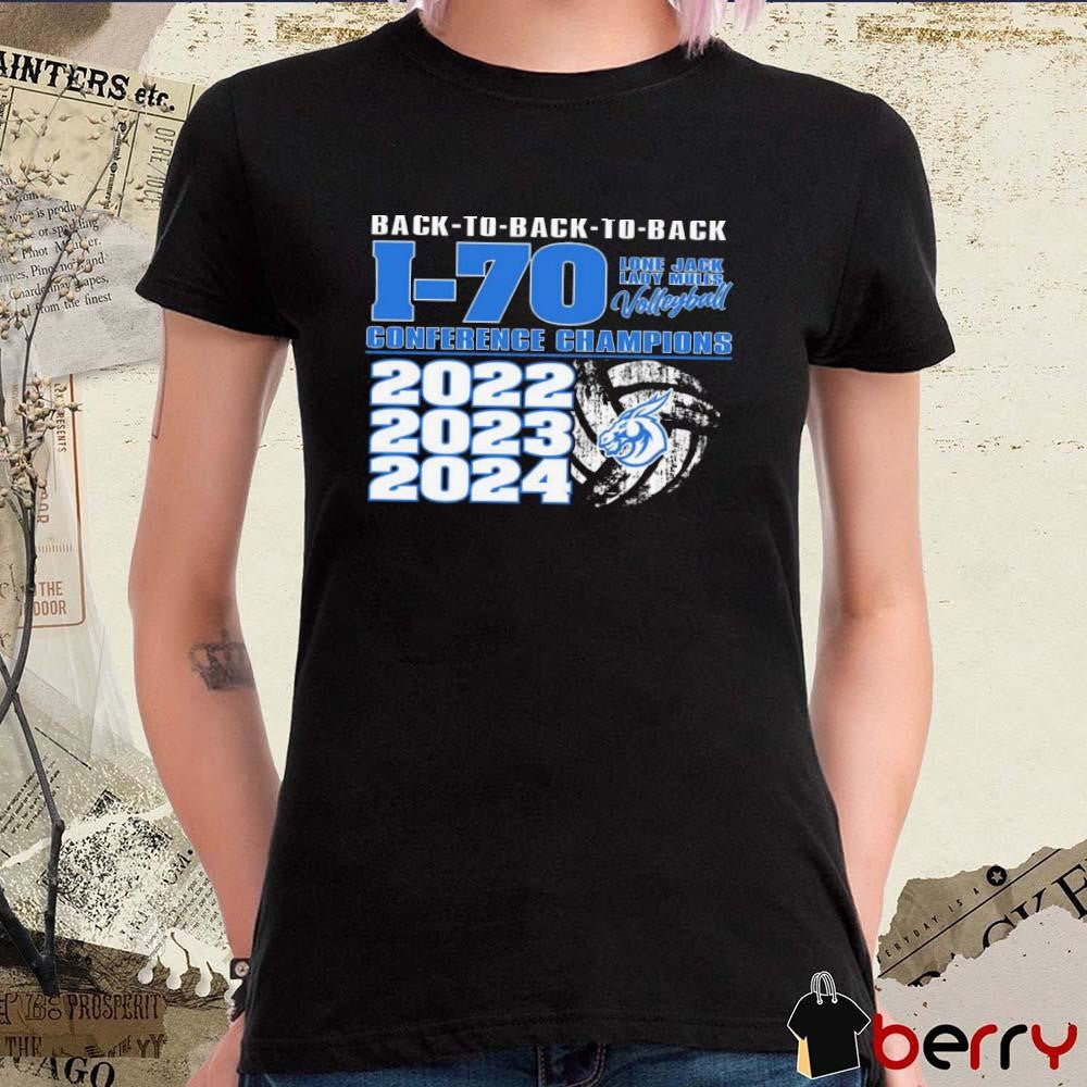 Lone Jack Lady Mules Volleyball Back-To-Back-To-Back I-70 Conference Champions 2022-2024 t-shirt
