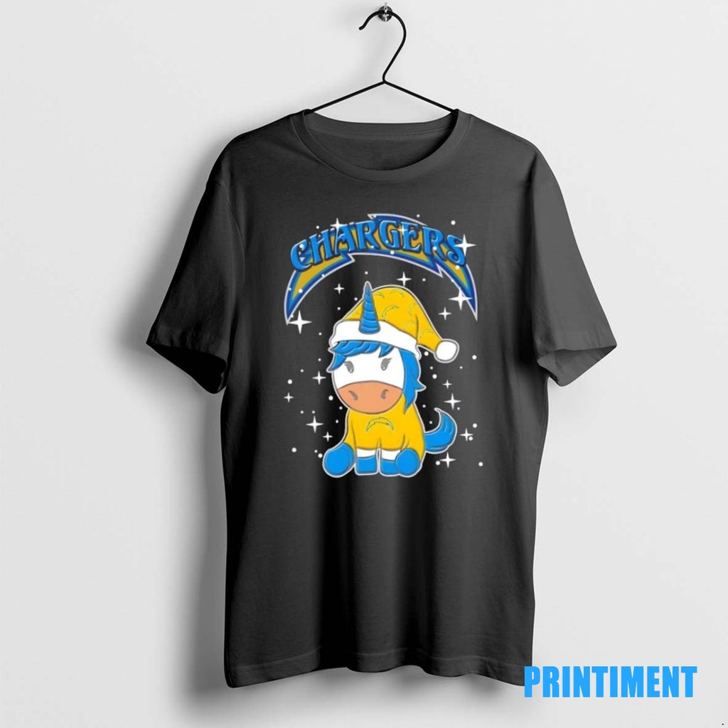 Official Los Angeles Chargers Football X Unicorn Merry Christmas Tee Sweater