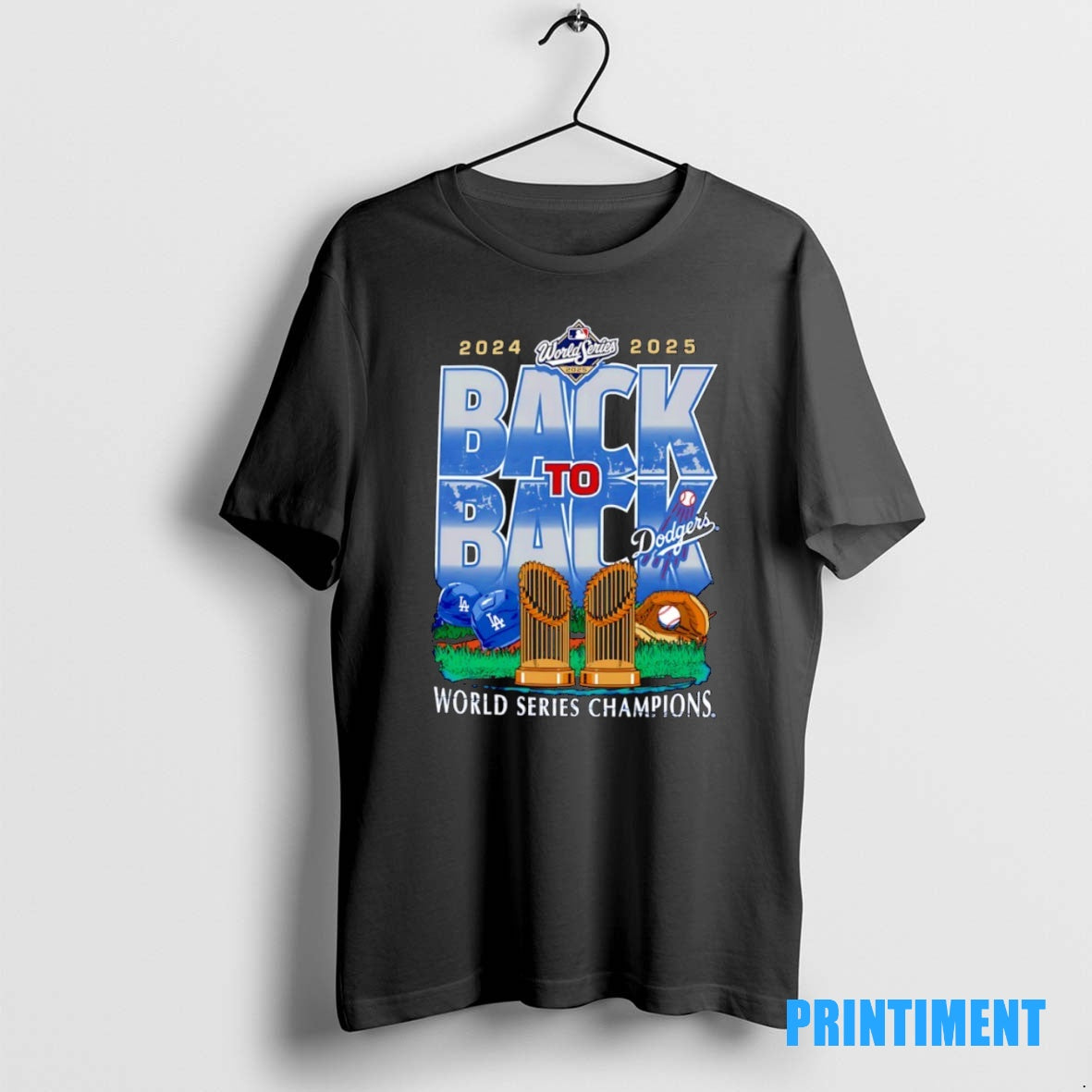 Official Los Angeles Dodgers 2025 Back To Back World Series Champions Trophies Tee Sweater