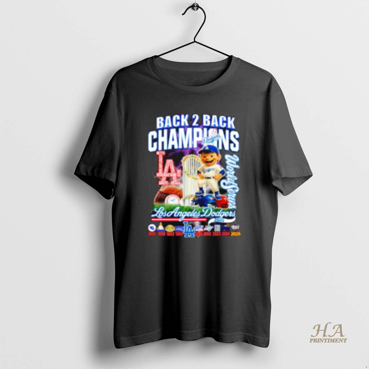 Official Los Angeles Dodgers Back 2 Back Champions World Series Mascot