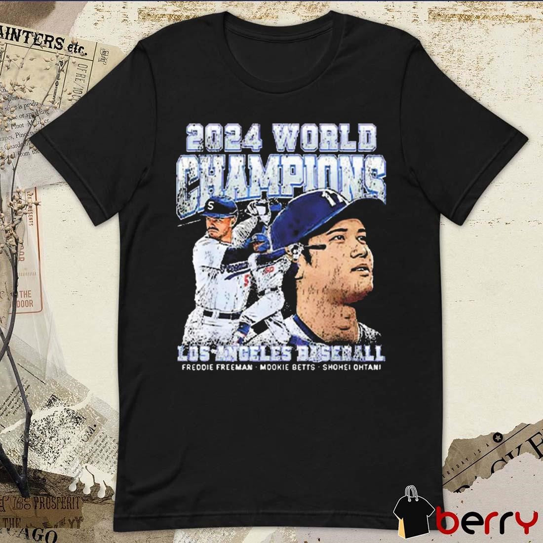 Los Angeles Dodgers Baseball 2024 World Champions Shohei Ohtani Freddie Freeman And Mookie Betts Vintage t-shirt