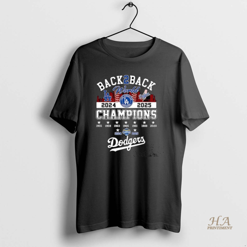 Official Los Angeles Dodgers World Series Champions Back To Back 2024 2025 Skyline