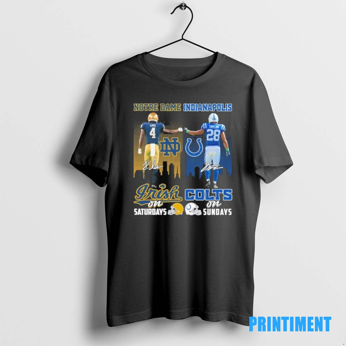 Official Love Notre Dame On Saturdays And Taylor Colts On Sundays Tee Sweater