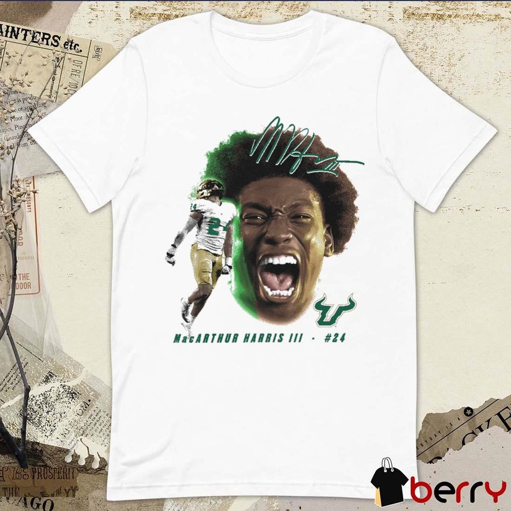 MacArthur Harris III MacArthur Harris III South Florida Bulls Football Portrait Signature t-shirt