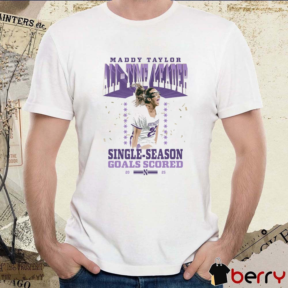 Madison Taylor Northwestern Wildcats Lacrosse All-Time Leader Single-Season Goals Scored 2025 Portrait t-shirt