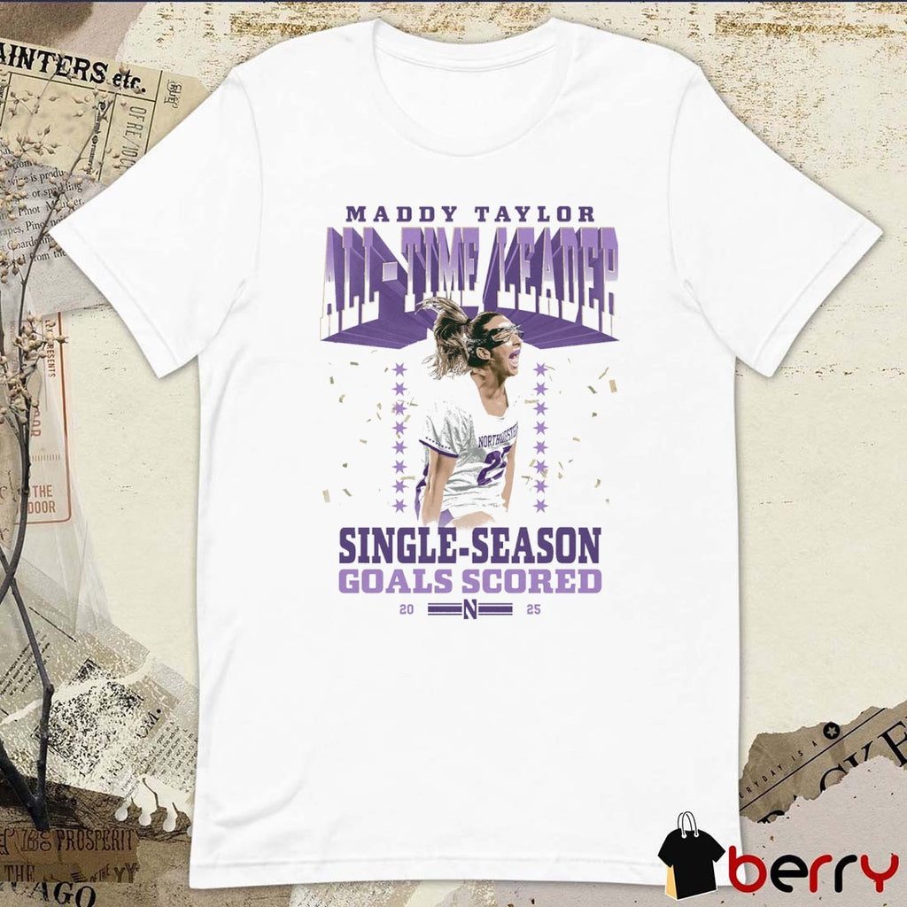 Madison Taylor Northwestern Wildcats Lacrosse All-Time Leader Single-Season Goals Scored 2025 Portrait t-shirt