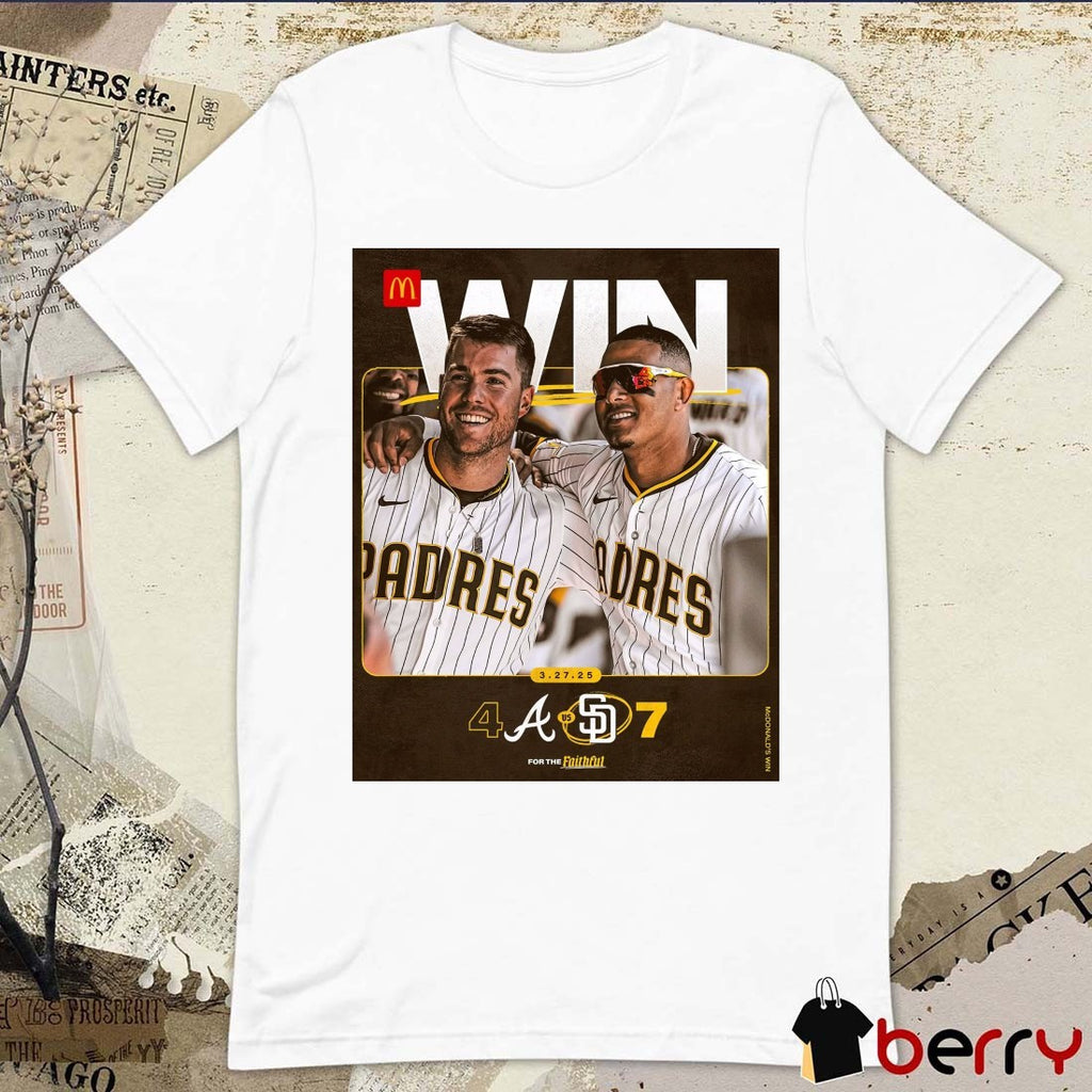 Manny Machado And Gavin Sheets San Diego Padres Win Atlanta Braves Final Score 7 – 4 Poster t-shirt