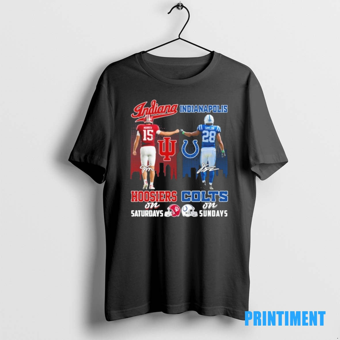 Official Mendoza Hoosiers On Saturdays And Taylor Colts On Sundays Tee Sweater