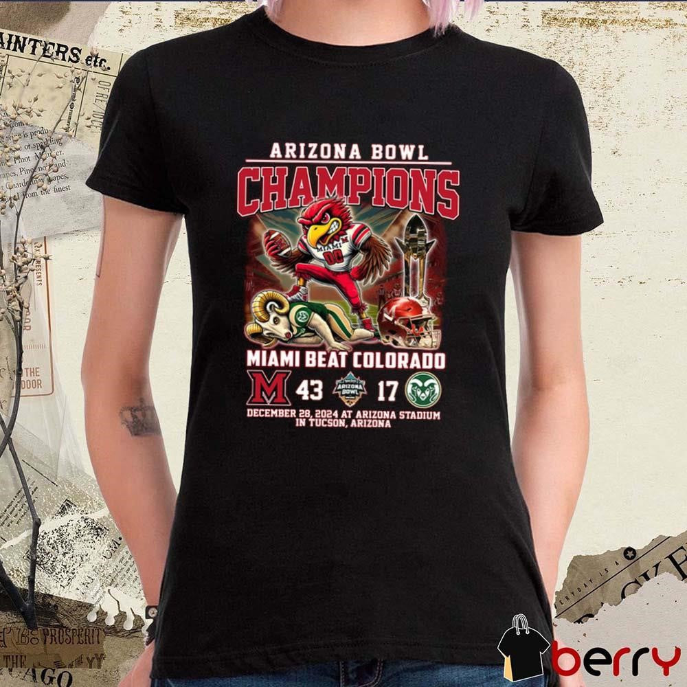 Miami Seahawks Beat Colorado Arizona Bowl 2024 Champions 43-17 Score Dec 28 At Arizona Stadium Mascot t-shirt