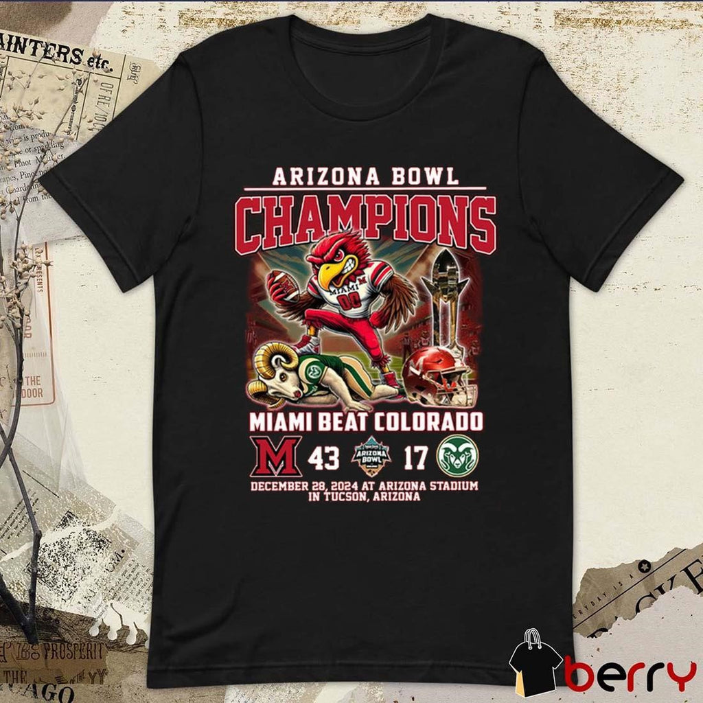 Miami Seahawks Beat Colorado Arizona Bowl 2024 Champions 43-17 Score Dec 28 At Arizona Stadium Mascot t-shirt