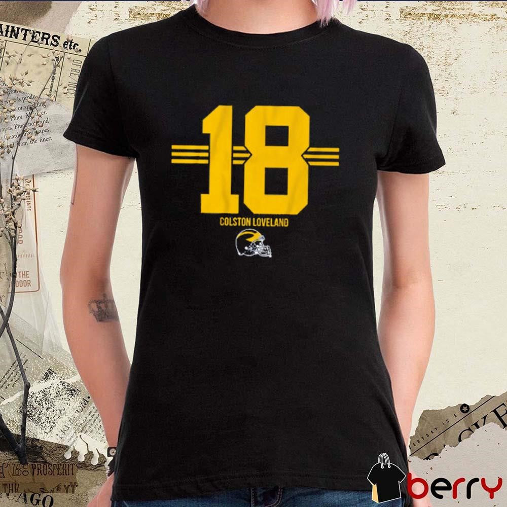 Michigan Wolverines Football Colston Loveland 18 Stripe t-shirt