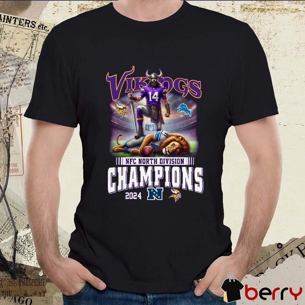 Minnesota Vikings Vs Detroit Lions 2024 NFC North Division Champions Celebration Mascot t-shirt