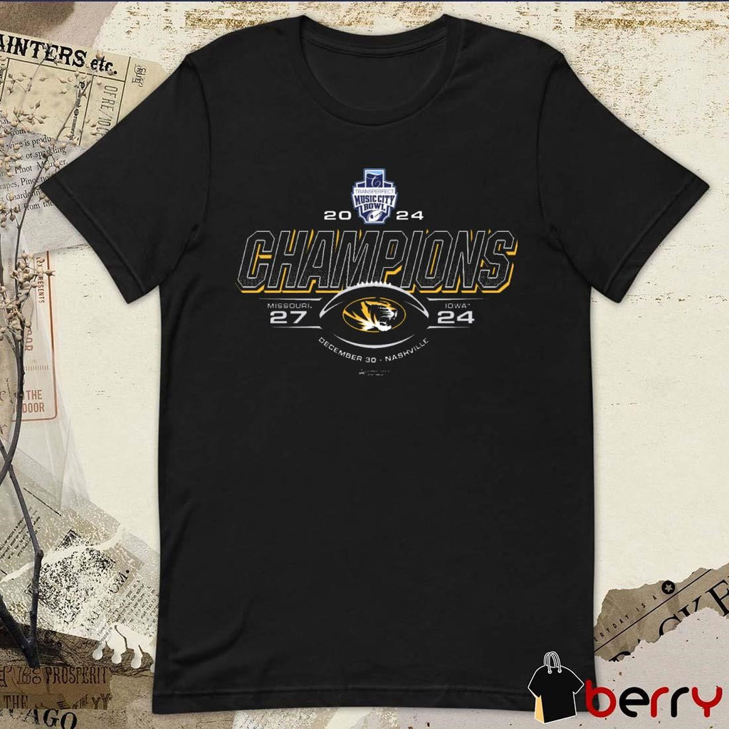 Missouri Tigers vs Iowa Hawkeyes 27 – 24 Transperfect Music City Bowl Champs 2024 Score December 30 Nashville t-shirt