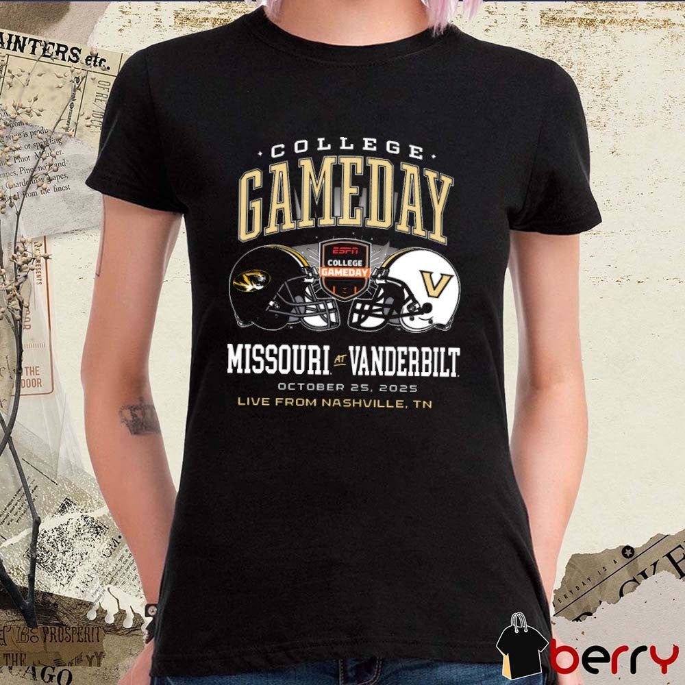 Missouri Tigers vs. Vanderbilt Commodore ESPN College GameDay Nashville TN October 25 2025 Helmet t-shirt