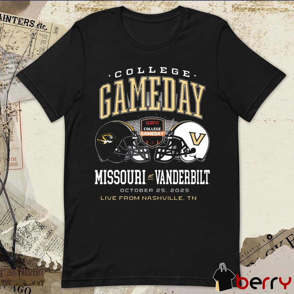 Missouri Tigers vs. Vanderbilt Commodore ESPN College GameDay Nashville TN October 25 2025 Helmet t-shirt