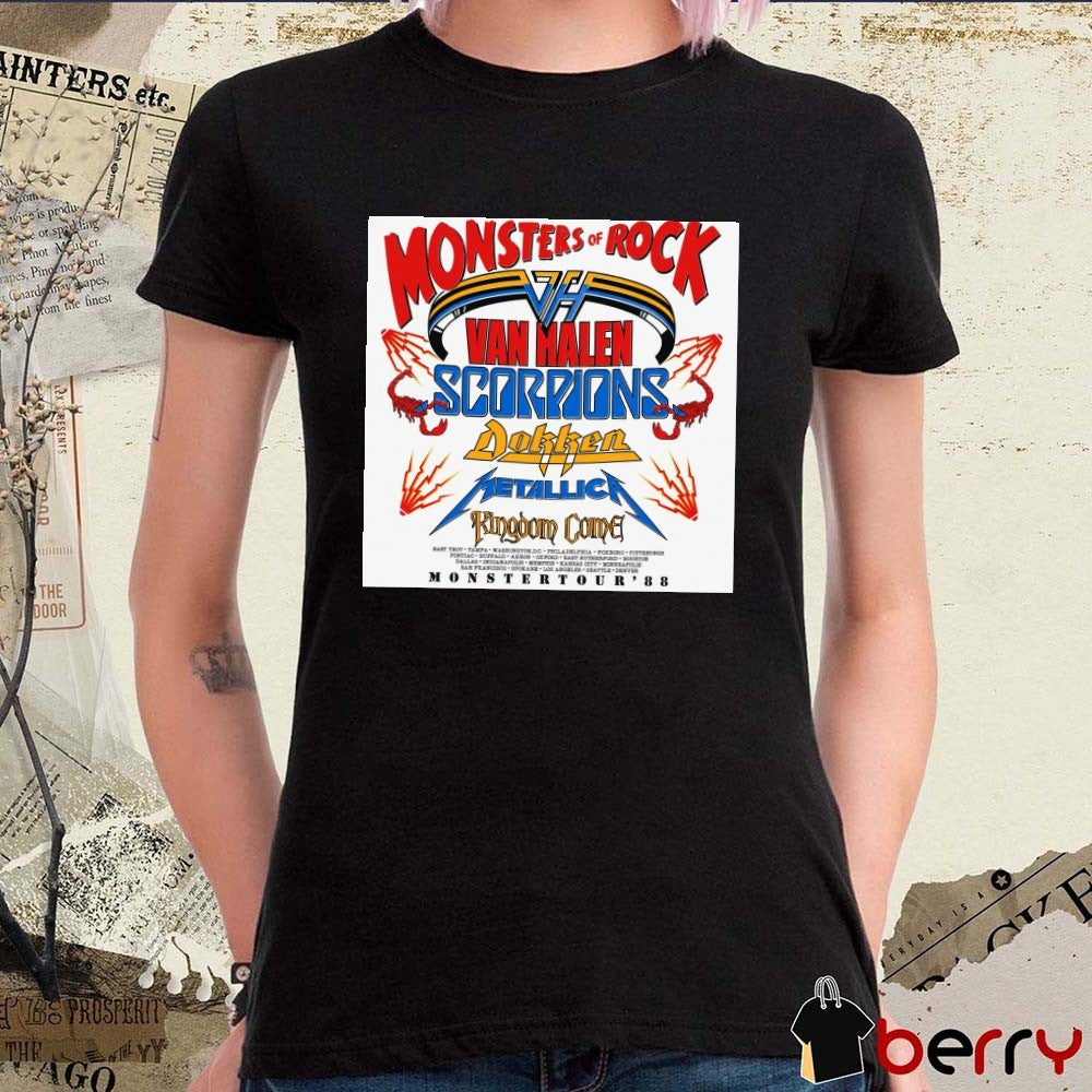 Monsters of Rock Tour ’88 Scorpions, Dokken, Metallica, and Kingdom Come Poster t-shirt