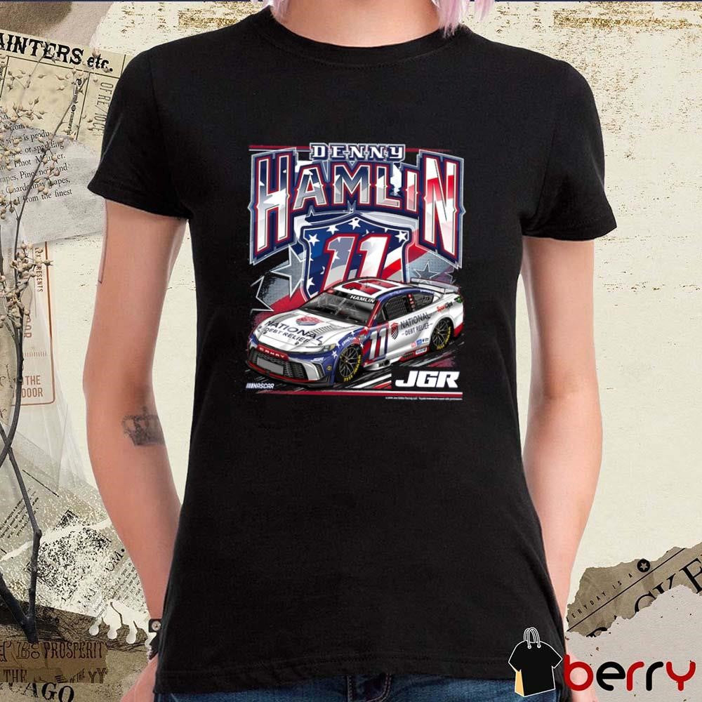 NASCAR Denny Hamlin JGR Joe Gibbs Racing Team Collection National Debt Relief Car 2025 t-shirt