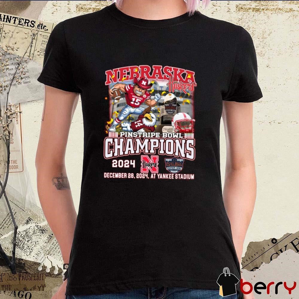 Nebraska Cornhuskers Pinstripe Bowl Champions 2024 December 28 2024 At Yankee Stadium Mascot t-shirt