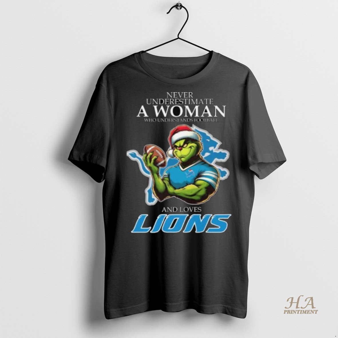 Official Never Underestimate A Woman Who Understands Football And Loves Detroit Lions With The Grinch